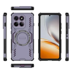 Premium Magnetic Hard Plastic Phone Case - Luxury Anti - Shock Armor Cover - Motorola Moto G67 Power (PURPLE)
