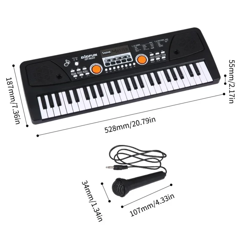 

Microphone Digital & 49 Keys USB Electric Piano Music Electronic Keyboard 16 Tones 8 Rhythms 6 Demo Songs Music Gifts for Kids