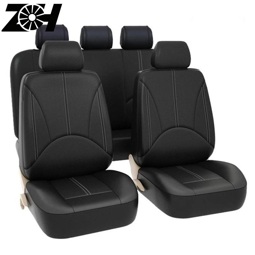 Coprisedili Universali in Pelle per 5 Posti, Coprisedili Completi per Auto e SUV, Colore Nero - Image 5