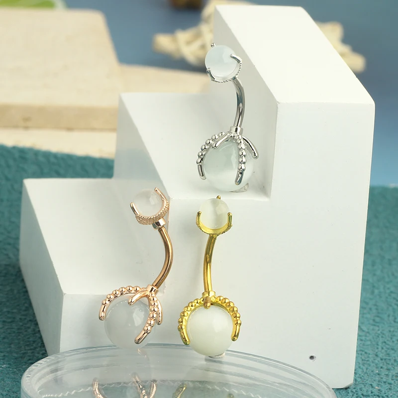 14G Belly Button Rings Dangle Cute Gold Plated Snake Evil Eye Heart Clear CZ Butterfly Belly Button Rings for Women Belly