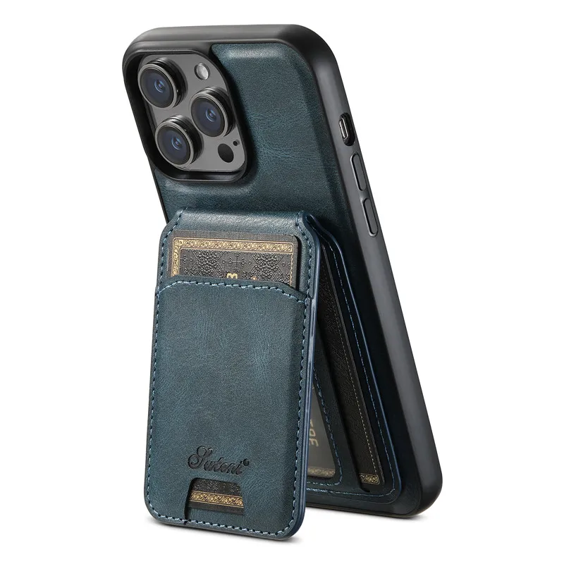 EUCAGR Magsafe Magnetic Leather Wallet Case - 2 In 1 Detachable Shockproof Holder Cover