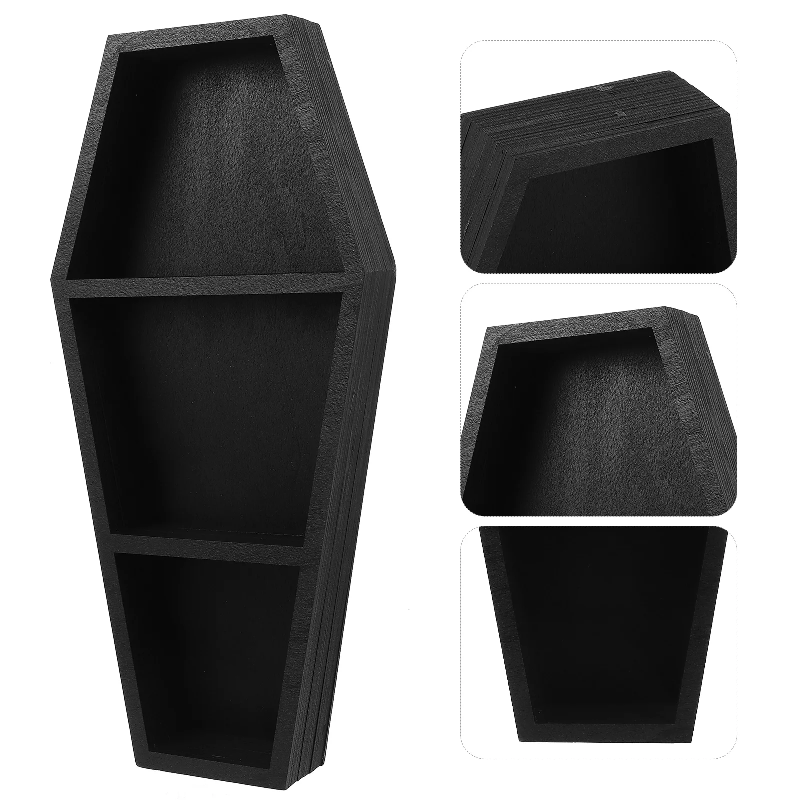 

Black Coffin Shelf Wooden Coffin Storage Rack Spooky Wooden Goth Decor For Home Halloween Decoration Gothic Shelves