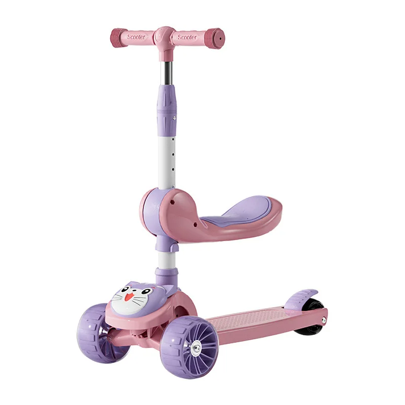 Cycling City Children Scooter 3 In 1 Children's Scooter Silent Wheel With Music Light 3 Wheel Children's Toy Car