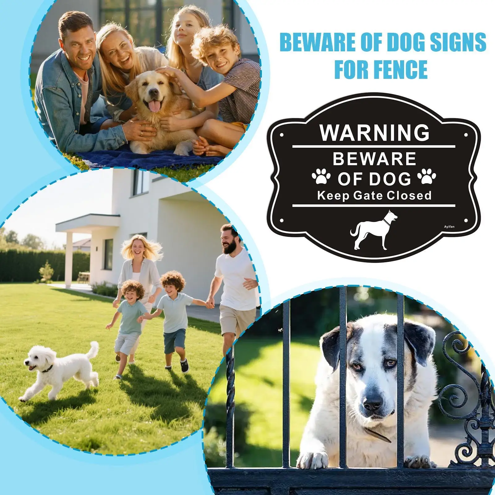 Dog Sign 10 X 8 Inch Aluminum Metal Weatherproof Anti-Rust Supplies Warning Beware Of Dog Sign For Property Premises Halloween