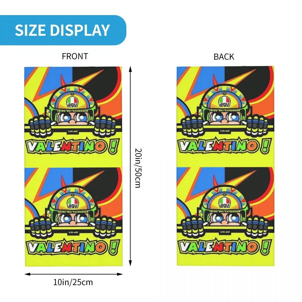 Motorcycle bandana racing neck cover printed Rossi balaclavas wrap scarf warm headwear unisex adult washable