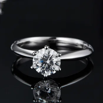 1ct 2ct 3ct Moissanite Wedding Ring Gra Certified 6-Claw Round 925 Silver 18k Gold Plated Diamond Engagement Band Fine Jewelry 2