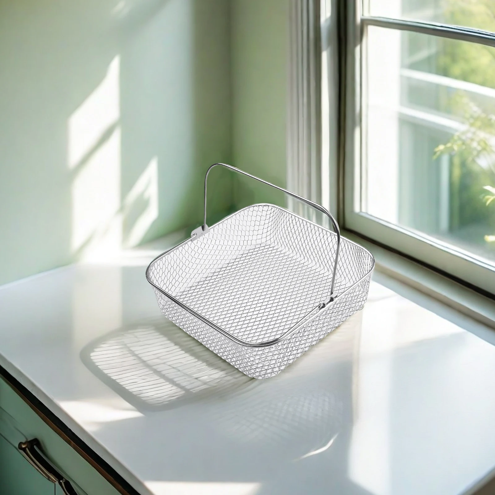 Square Stainless Steel Air Fryer Basket for 5.8QT 6QT Air Fryer