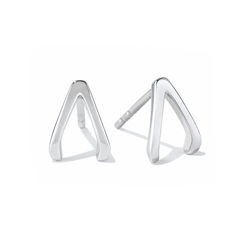 AoedeJ 925 Sterling Silver Mini Stud Earrings Set - Triangle, Round & Star Geometric Shapes
