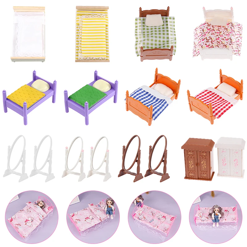 

Разный стиль 1/12 кукольный домик мини-кровать для спальни туалетный столик зеркальный шкаф двухъярусная кровать кукольный домик домашняя мебель Декор Аксессуары