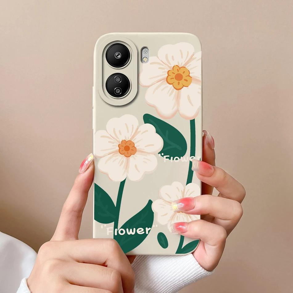 Floral Design Silicone Phone Case with Enhanced Camera Protection and Anti-Drop Features