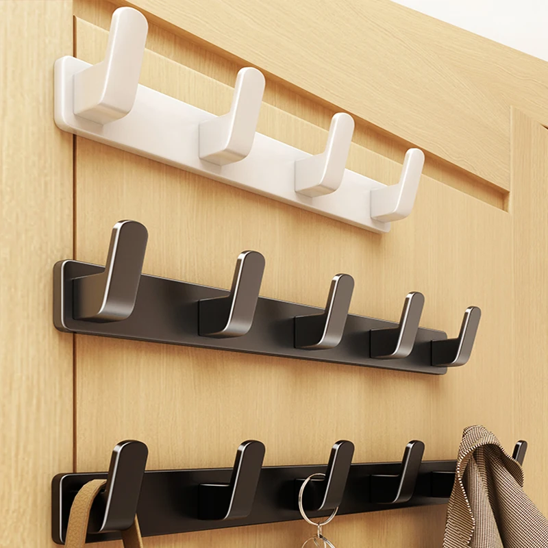 Kitchen Hook no drill Space Aluminum punch-free Kitchen Hook Bathroom Clothes Hooks Storage Rack Hook Door Wall Hanging Household Accessories