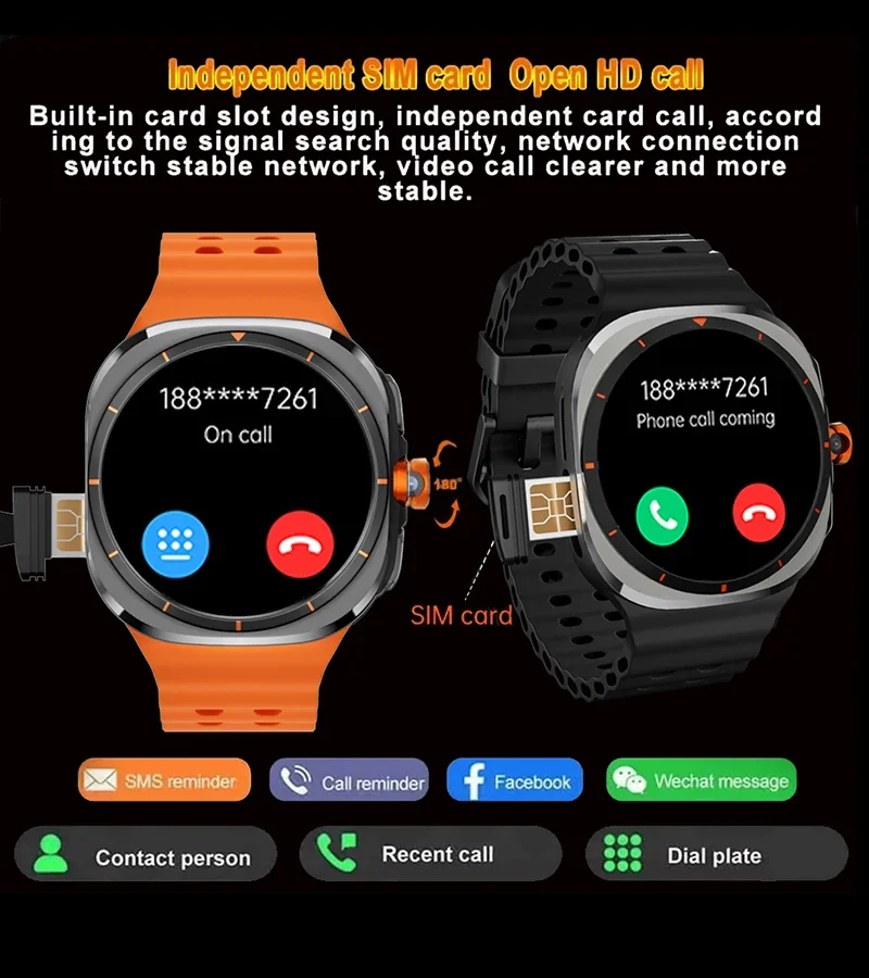 5G Full Netcom Android IOS 4G/5G Smart Watch 480*480 Amoled 1.6''Screen Display Tik Tok GPS WIFI HD Video Call Camera Smartwatch 2