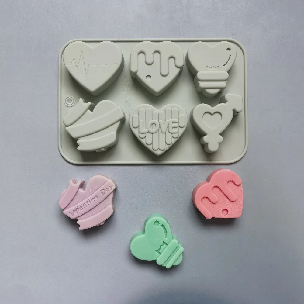 

6 holes Romantics Heart-shaped Silicone Cake Mold for Chocolate Desserts Pudding Cakes Baking Moulds Decorating kitchen Tools