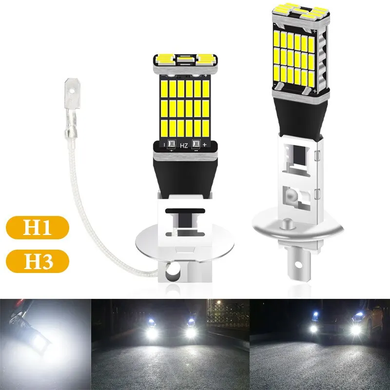 LED Fog Light H1 LED H3 4014 Chips 45SMD Lamps Bulb Lens 12V Car Bulb Lamps Super Bright Driving DRL Auto Lamp 2PCS