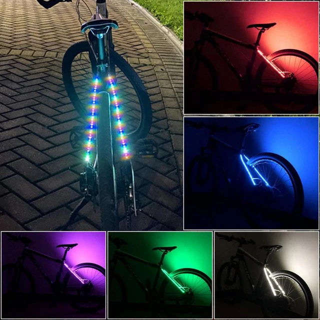 Enquêter arrière de vélo décoratif, bande lumineuse LED, roue de sécurité,  lumière iodée, lampe arrière de vélo pour l'équitation de nuit - AliExpress