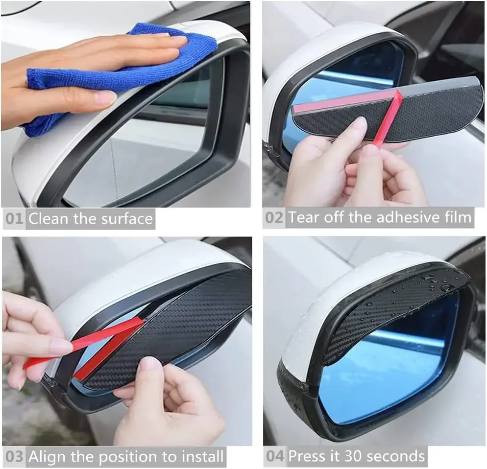 2pcs Universal Car Rearview Mirror Rain Shield Carbon Fiber Rainproof Decoration Mirror Rain Eyebrow Car Accessories