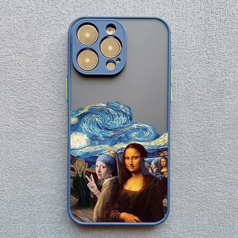 thumbnail image 1 of Art Aesthetic David Mona Lisa Phone Case For iPhone 11 14 Pro Max 13 12 15 Pro Max Mini XS X XR SE2 7 8 Plus Shockproof Covers, 1 of 5