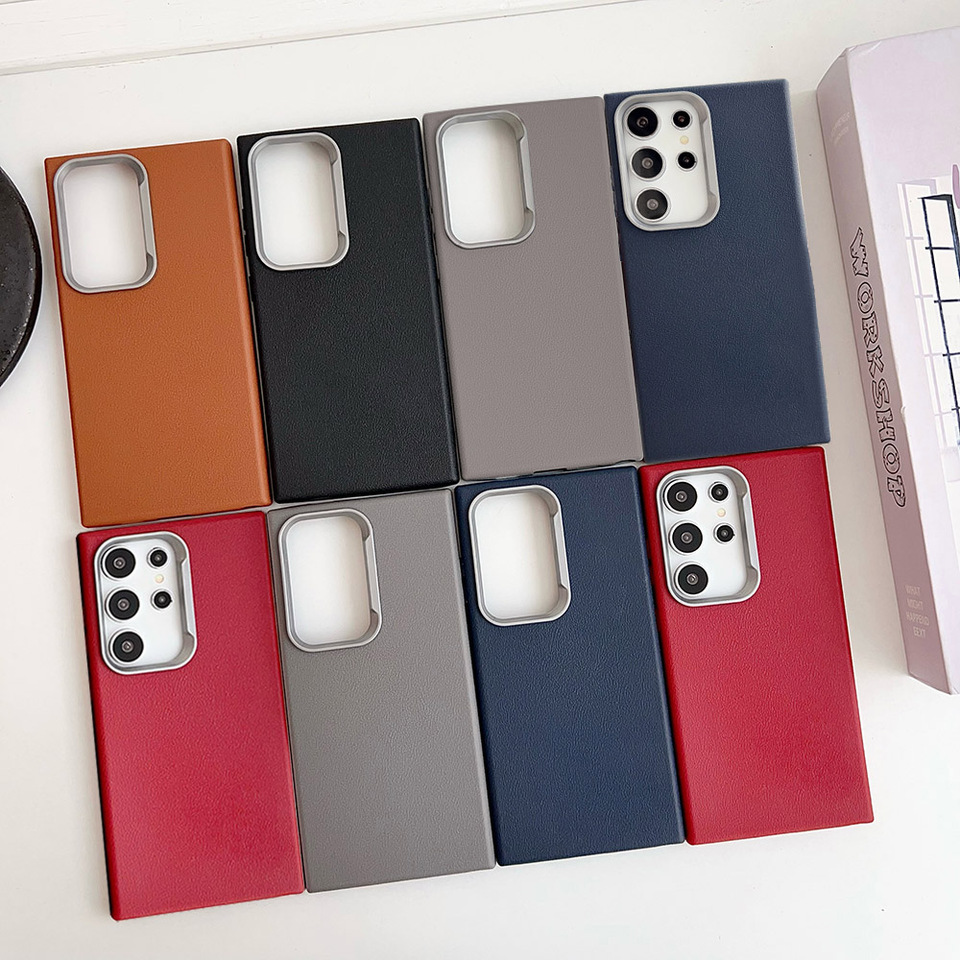 Luxury Litchi Lines Leather Phone Case For Samsung S25 Ultra S24 S23 S22 S21 Ultra A55 A54 A35 A25 A16 A06 Silicone Soft Cover