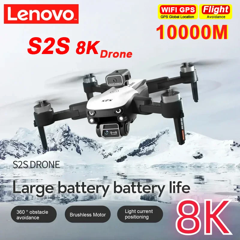 Lenovo Hd S2S 8K Drone Gps Profesional Hd Fotografia Aerea Dual-Camera Omnidirezionale Evitamento Ostacoli Drone Quadcopter