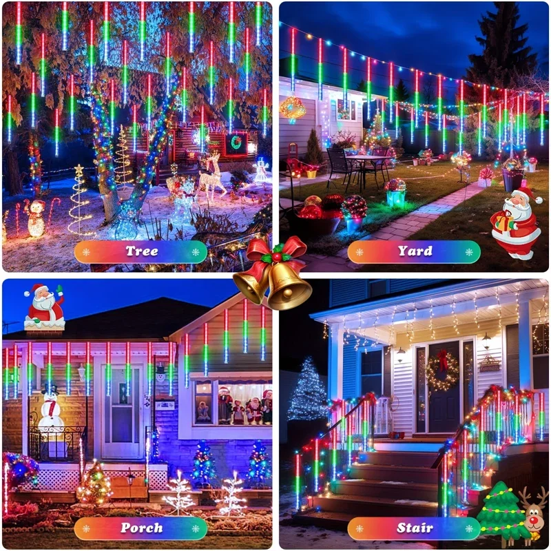 THE HAKUSHU 白州グリーンディスプレイ ライト付き 1 Pack 30CM/50CM Outdoor Falling Rain Fairy Lights 8 Tubes