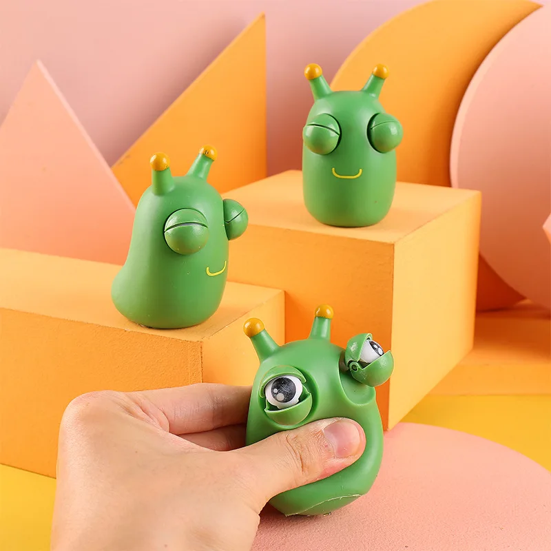 

squishy halloween Green Eye Popping Worm Squeeze Toy Stress Reliever Antistress Fidget Halloween Christmas Kids Party Favors