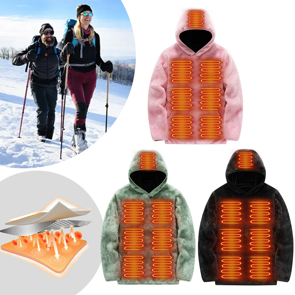 Heated Jacket Men Women USB Heating Hoodies Clothing Electric Winter Jacket Keep Warm Hiking Shirts Coat Suites Heated Vest 1