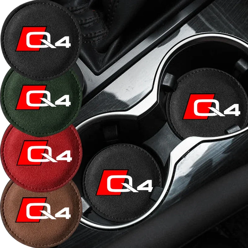 1 Pz Car Coaster Cup Holder Water Cup Pad Tappetino Antiscivolo Per Audi Q4 Quattro Car Logo Styling Sottobicchiere Decorativo Accessori Auto