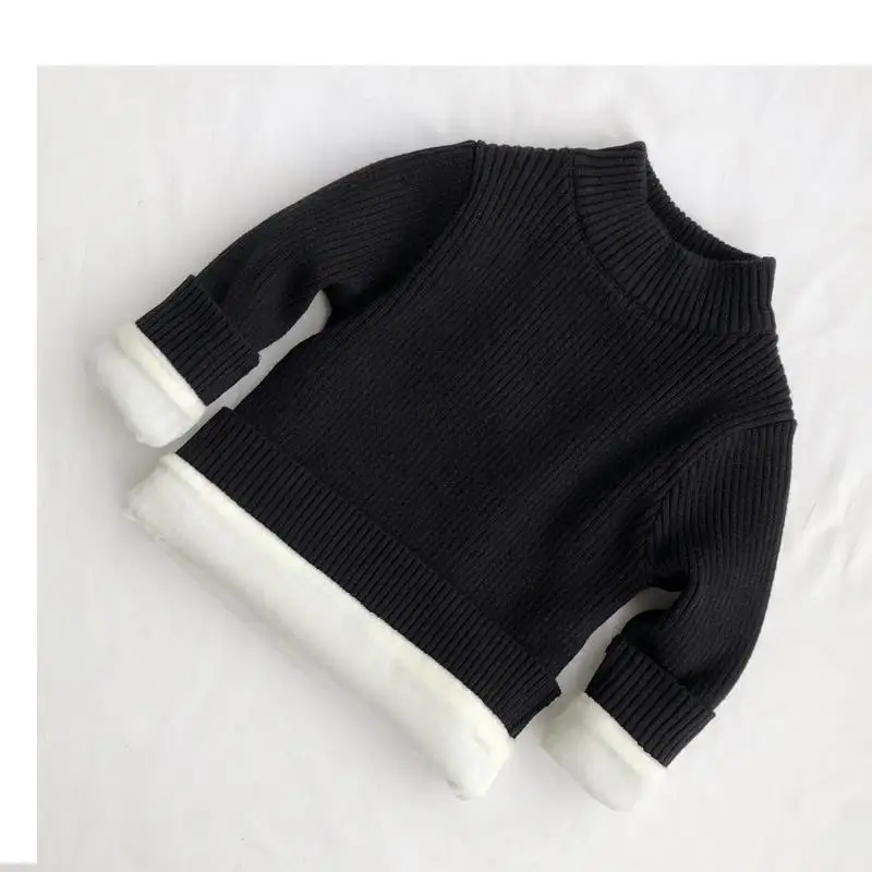 Girls Padded Sweater Winter Warm Bottom Shirt Boys Half High Neck Pullover Autumn New Baby Solid Color Tops Kids Clothes