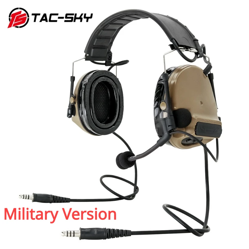 TS TAC-SKY Tactical Headset New Detachable Headband Hunting Walkie-Talkie Dual Communication COMTAC III Tactical Earmuffs