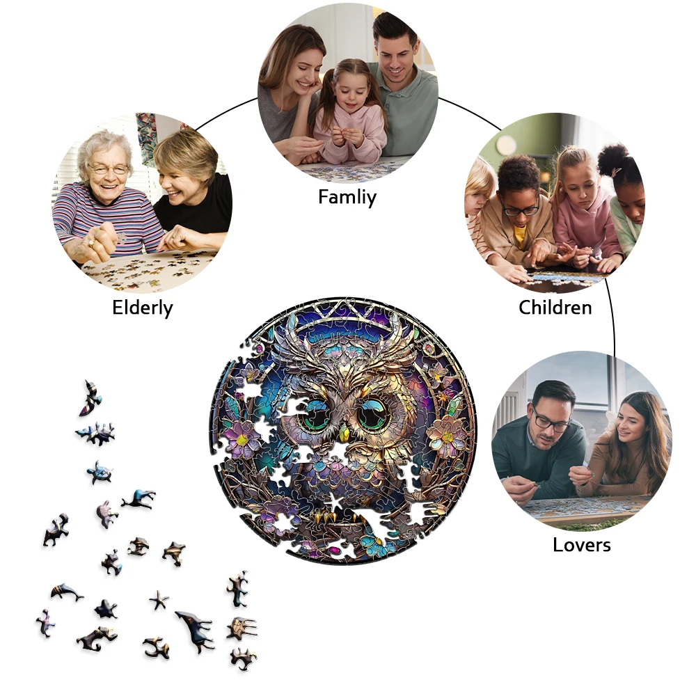 Circular colored wooden puzzle - Irregular shaped wooden puzzle - High difficulty puzzle - Puzzle toys - Exquisite birthday gift 4