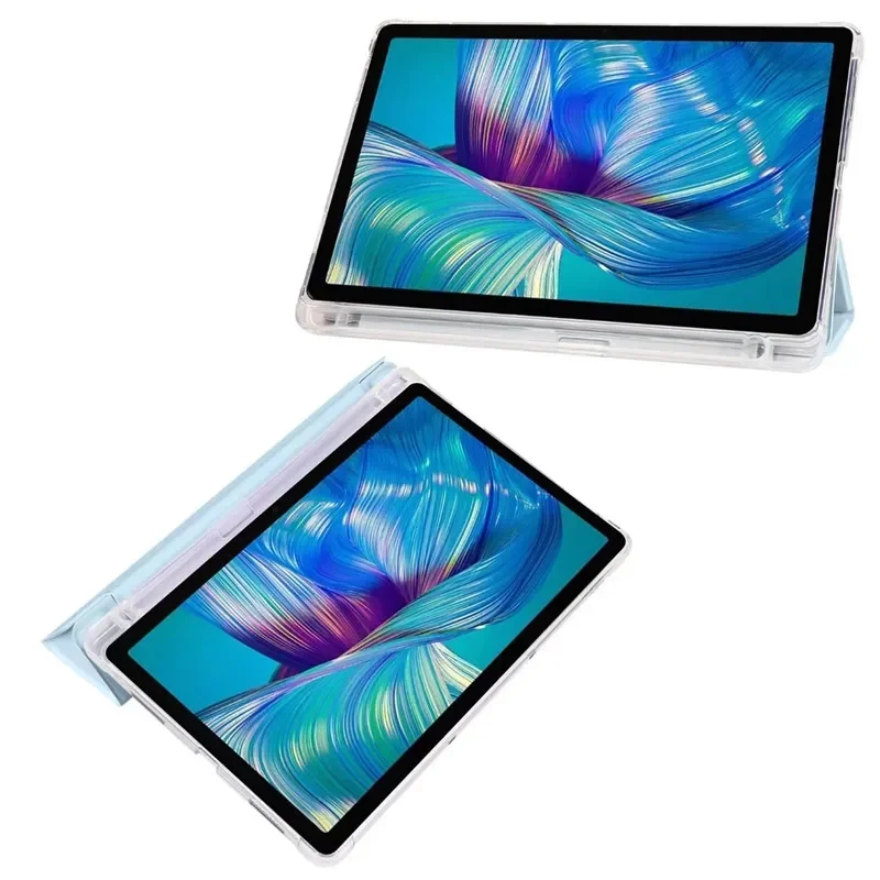 Luxury Transparent Flip Leather Tablet Case with Soft Clear Back - Shockproof Protective Cover