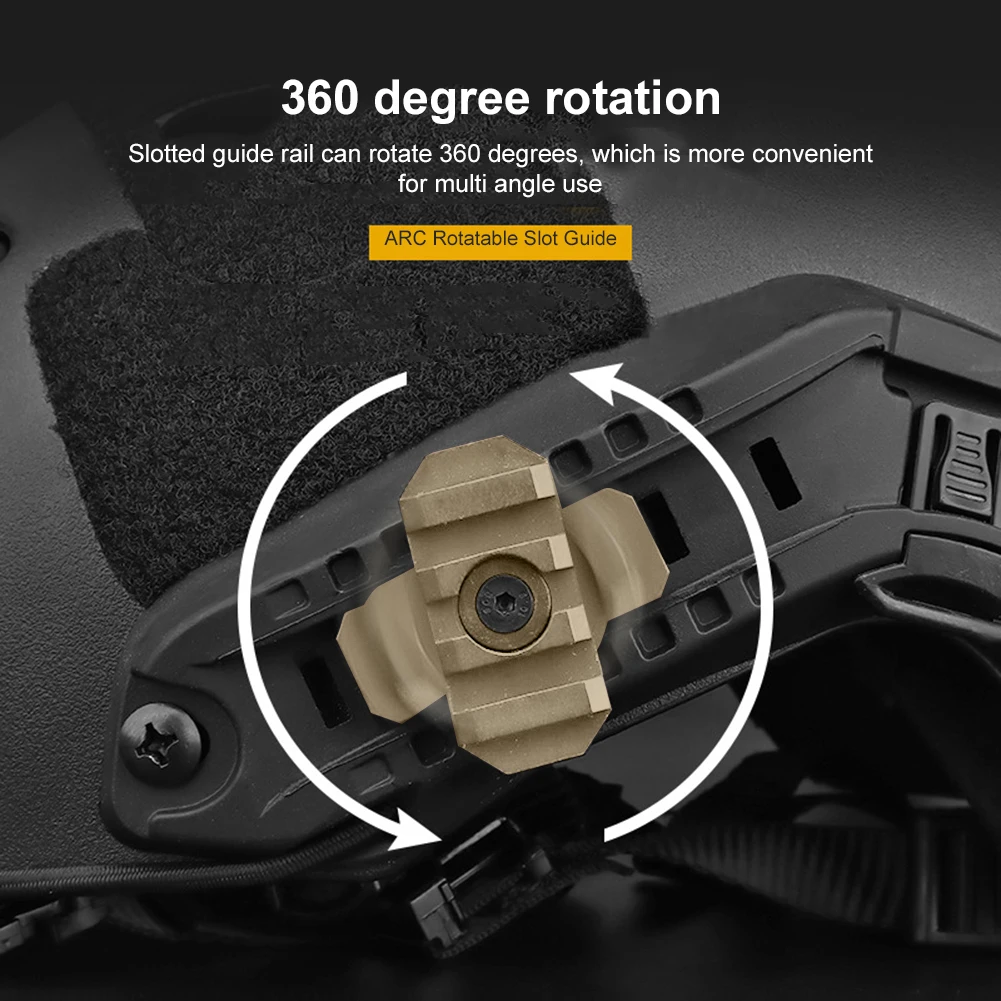

2pcs Helmet Side Guide Rails Adjustable Fast Helmet Mount Adapter 360 Degrees Nylon Wear Resistant for Outdoor Hunting Paintball