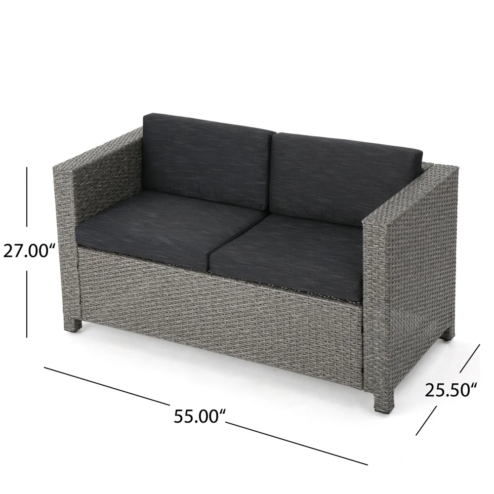 Patio Seater Sofa Outdoor Furniture Outdoor Couch Deep Seat Hight Backrest W Anti-Slip Cushions Rattan Furniture