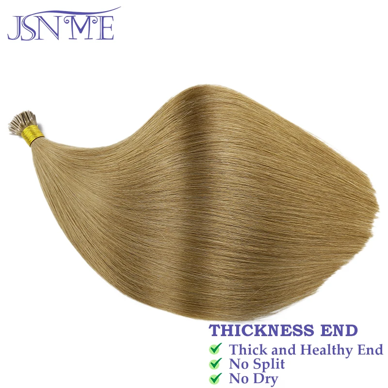 Virgin Hair I Tip Hair Extensions Natural Real Human Fusion Capsule Keratin Brown Blonde 1g/Strand 14-22 inch For Woman