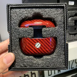 Premium Ultra - Thin Real Carbon Fiber Earphone Protective Case - Airpods Pro2 (Red)