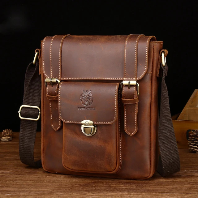 SAC BANDOULIÈRE POUR HOMME - CUIR VÉRITABLE - ARTISANALE