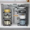 Adjustable Pot Rack Organizer, Kitchen Stainless Steel Pot Storage Rack ,Multi-Layer Household Pot and Pan Organzier for Kitchen 2