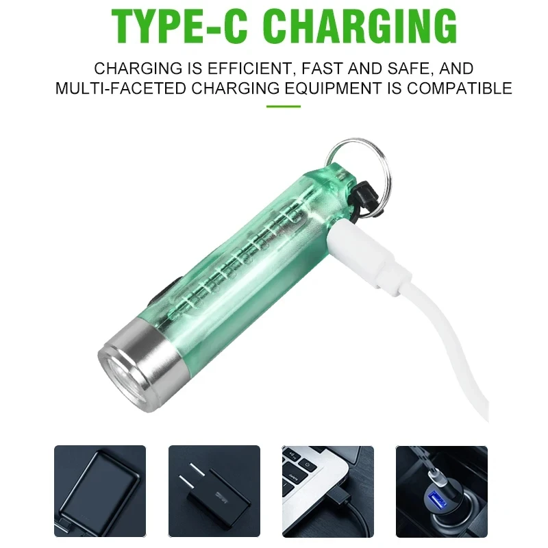 다기능 미니 EDC LED 손전등, 휴대용 키체인 라이트, 마그네틱 토치, USB 충전식 UV 램프, 비상 캠핑 랜턴