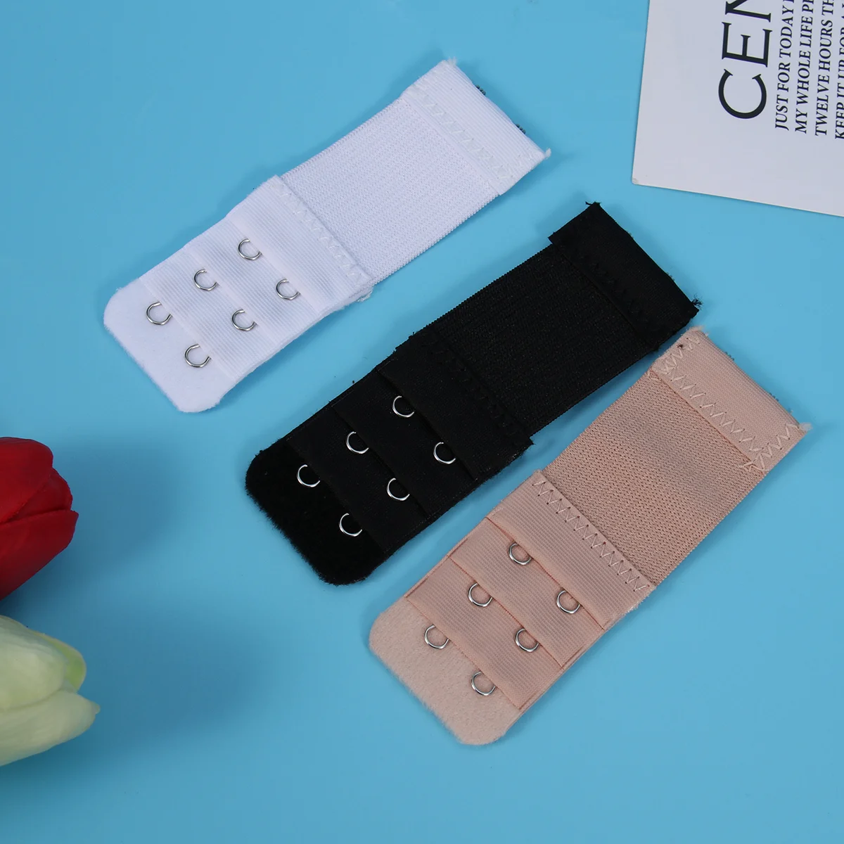 

6pcs Extender Strap Extension Strap 2 Hooks 3 Rows Band Stretchy ( Black, Apricot, White )