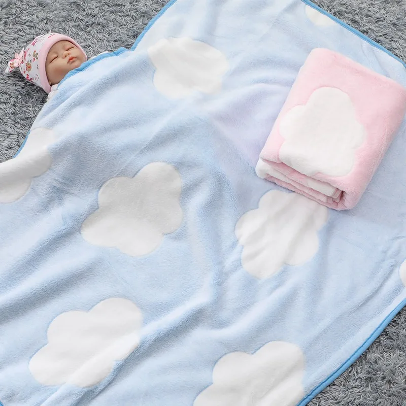 Baby Blanket Baby Boy Girl Swaddle Wrap Infant Stroller Cover Kids Bedding Blanket Baby Blankets Newborn 3D Clouds Print Flannel 2