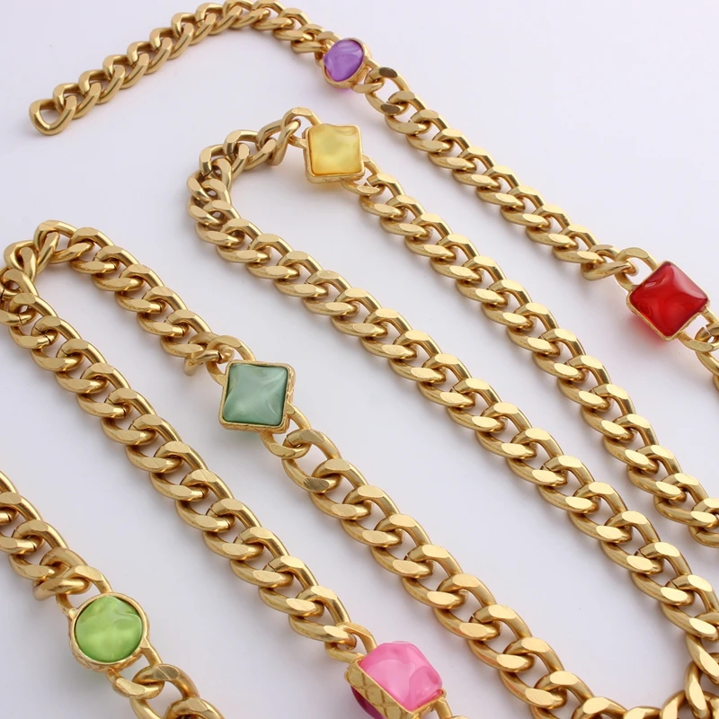 Summer collocation Double-sided 6-color crystal diamond decoration bag chain slung metal chain single sale bag with strap