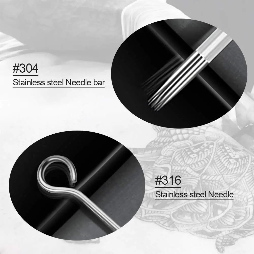 50pcs Disposable Mixed Tattoo Needles + 50pcs Assorted Sterilized Disposable Tattoo Tips, 5pcs of each 3rl 5rl 7rl 7rl 3rs 5rs 7