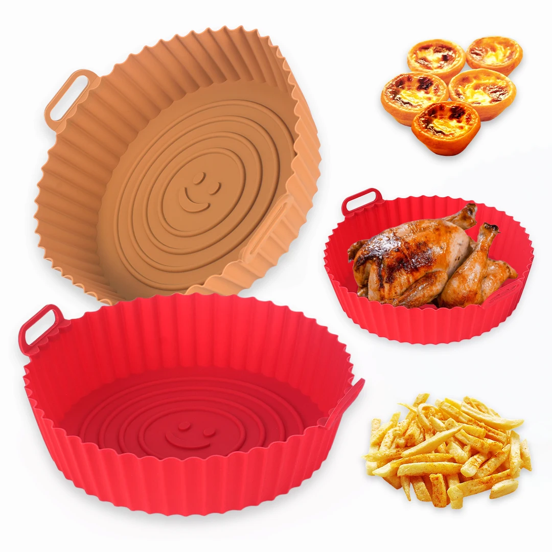 Airfryer Silicone Pot Reusable Easy To Clean Pizza Oven Baking Tray Ninja  Round Liner Grill Pan BBQ Tool Air fryer Accessories - AliExpress