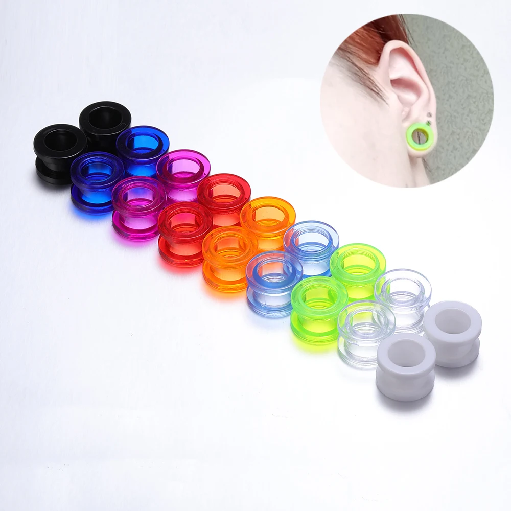 1 Paar farbige Acryl-Ohrstöpsel und Tunnel, transparent, grün, schwarz, Ohrmessgeräte, 2–24 mm Schraube, Ohr-Expander, Sterchers, Piercing-Schmuck