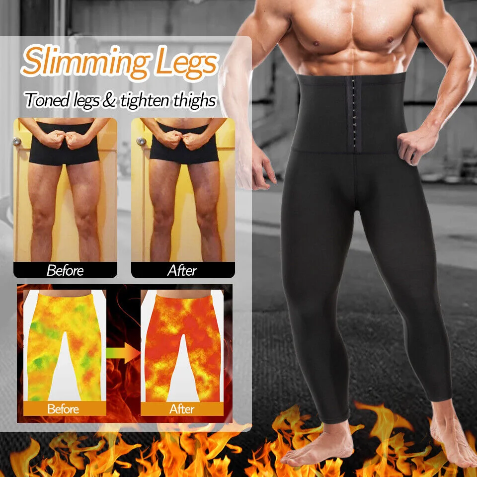Men Body Shaper Sauna Slimming Pants Hot Thermo Sweat Capris Abdomen Waist Trainer Slim Fitness Leggings Leg Shapewear Underwear