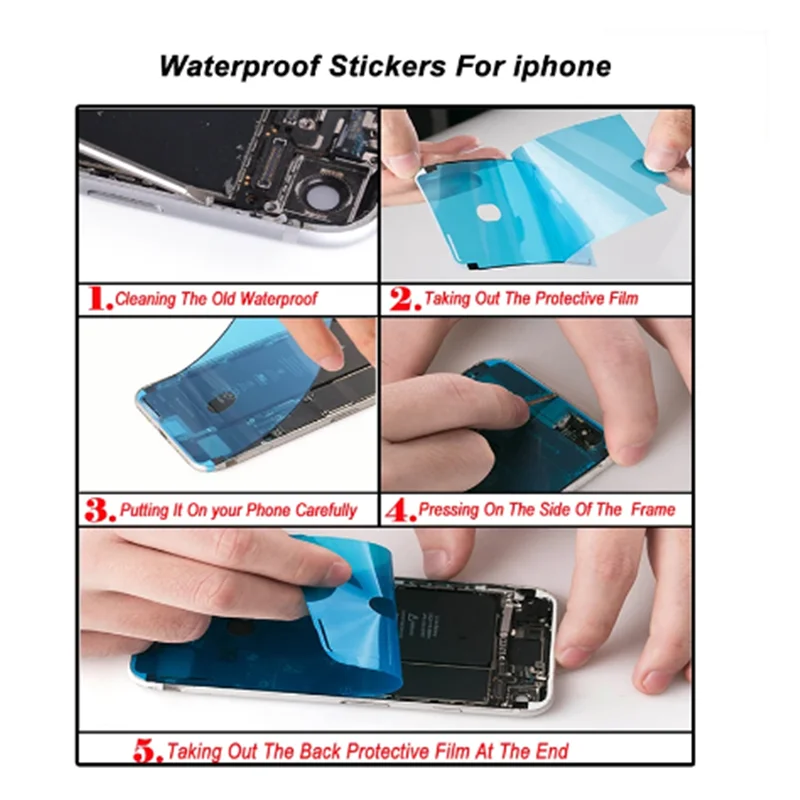 Absuhjx LCD 프레임 스티커, 아이폰 11, 12, 13, 14 프로 맥스, X, XS 맥스, XR, 7, 8 플러스, 방수 전면 도장 접착 테이프, 100 개