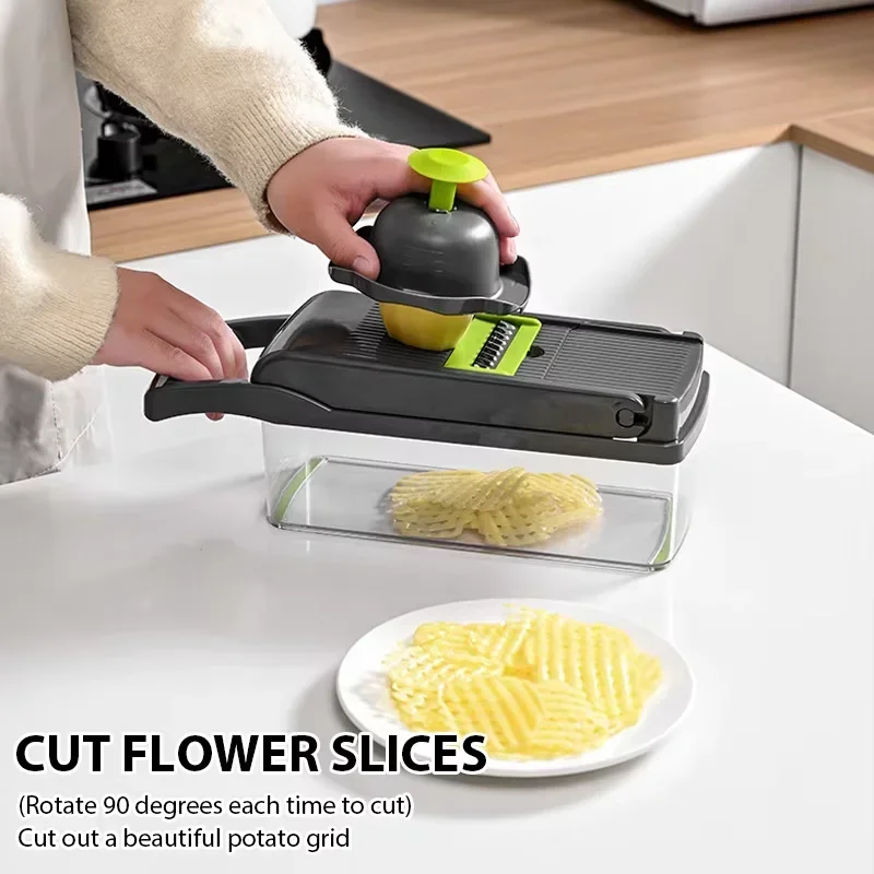 Manual Vegetable Cutter 5-in-1 Multifunction Slicer Potato Chopper French Fries Maker Shredders