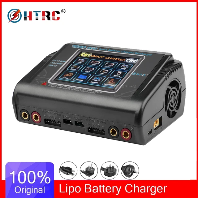 HTRC T240 Duo Lipo Battery Charger Touch Screen AC 150W DC 240W Dual Channel RC Charger for LiHV LiFe Lilon NiCd NiMH PB Battery 1