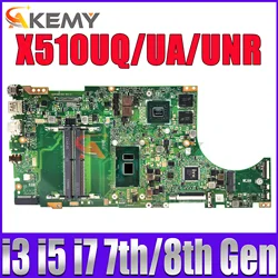 X510UQ 노트북 마더보드, 비보북 15, X510UN, X510UA, X510UNR, X510UF, F510U, VM510UA, X510UR, S510UN, S5100U, I3, I5, I7 CPU