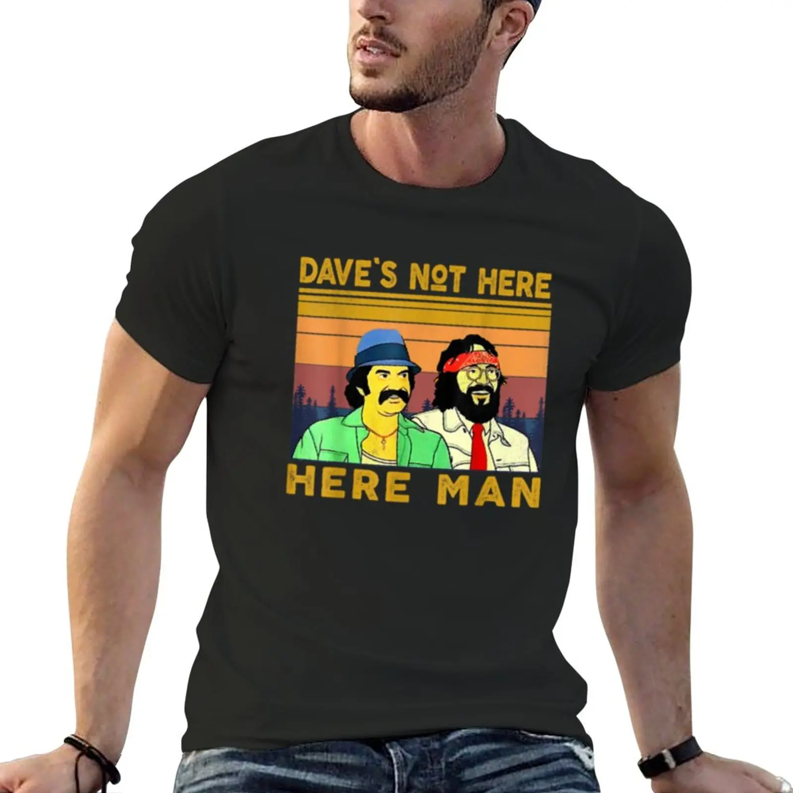 

New Vintage Dave Not Here Here Man, Funny Retro Costume T-Shirt blank t shirts plain t-shirt men clothings